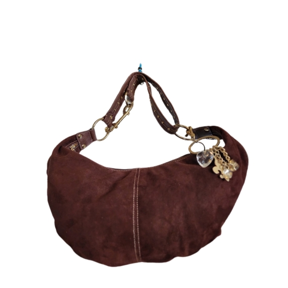 KATHY VANZEELAND BROWN FAUX SUEDE HOBO BAG - Picture 2 of 6